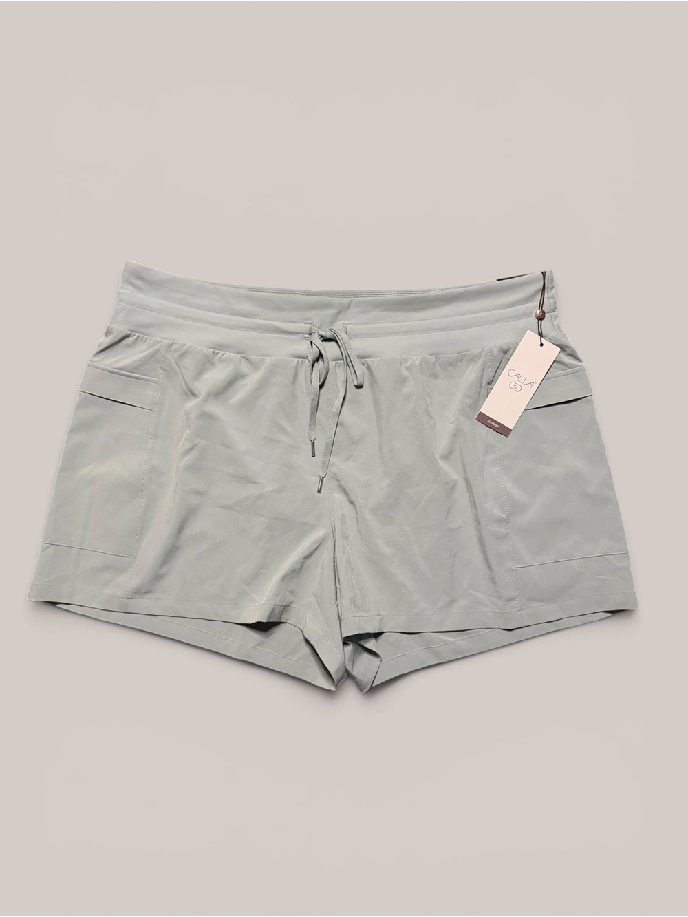 CALIA Light Sage Green Athletic Mid-Rise Running Shorts